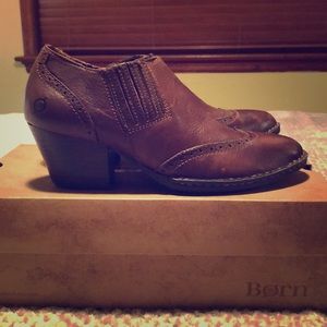 Born Western style leather booties, with box